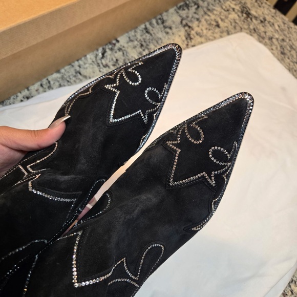 NEW Christian Louboutin Santia Botta Strass Black Heeled Boots Size 36 - Picture 3 of 8